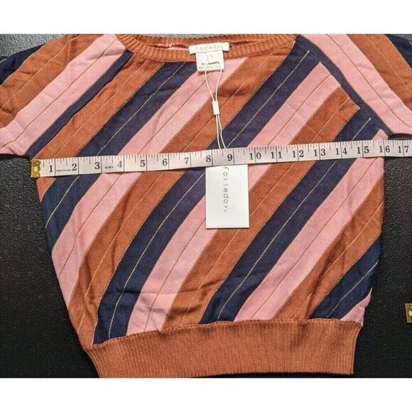 Foxiedox Top Pullover Cropped Striped Knit Long Sleeve Size Small - Picture 3 of 8